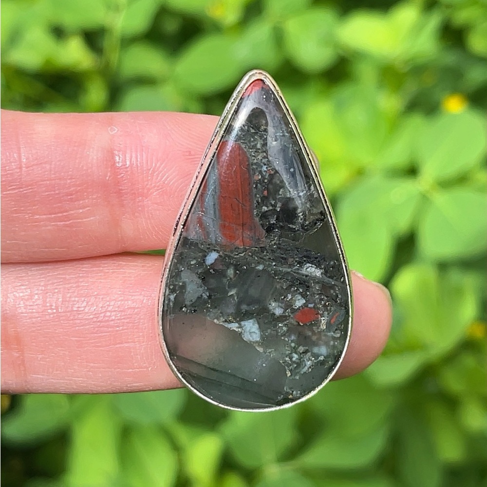Size 8.25 925 silver plated bloodstone ring